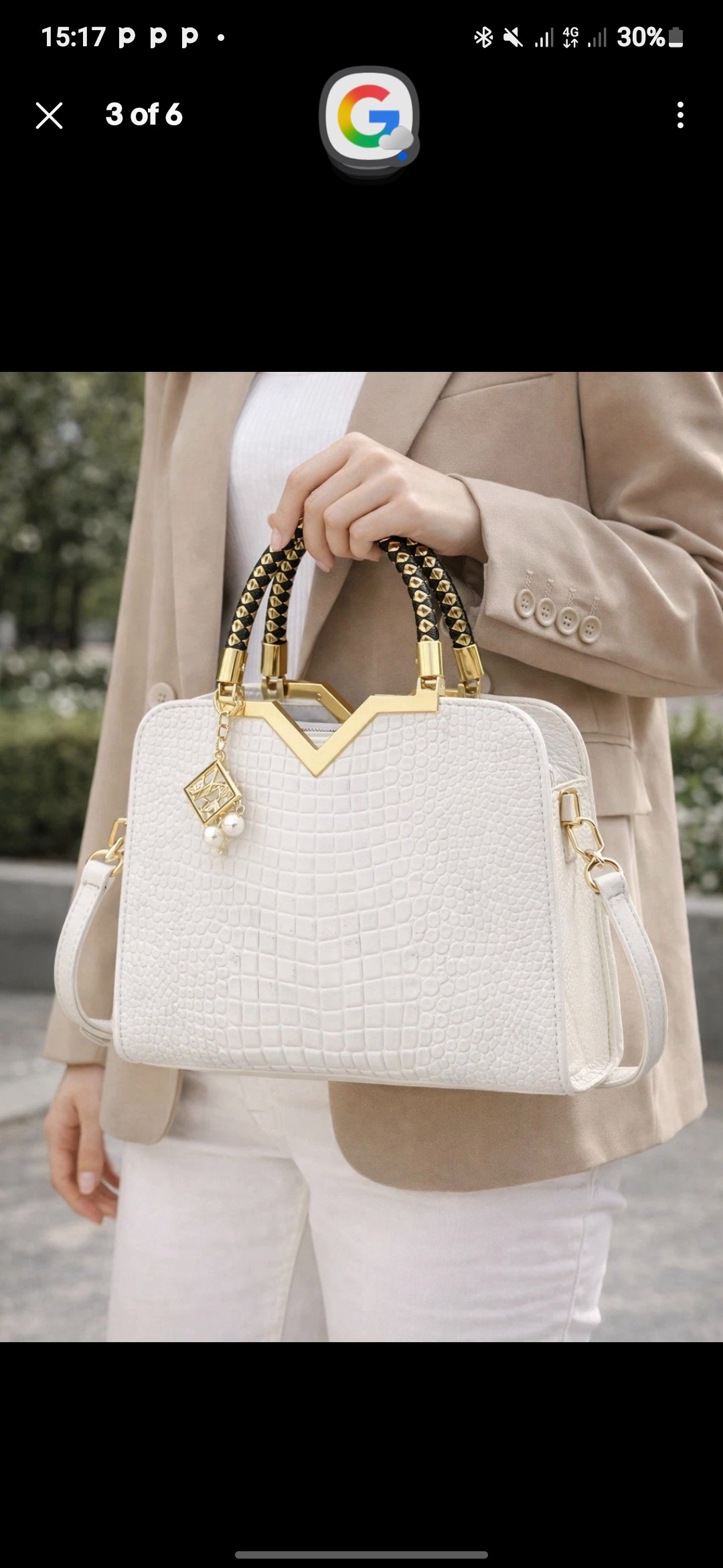 Embossed leather handbag